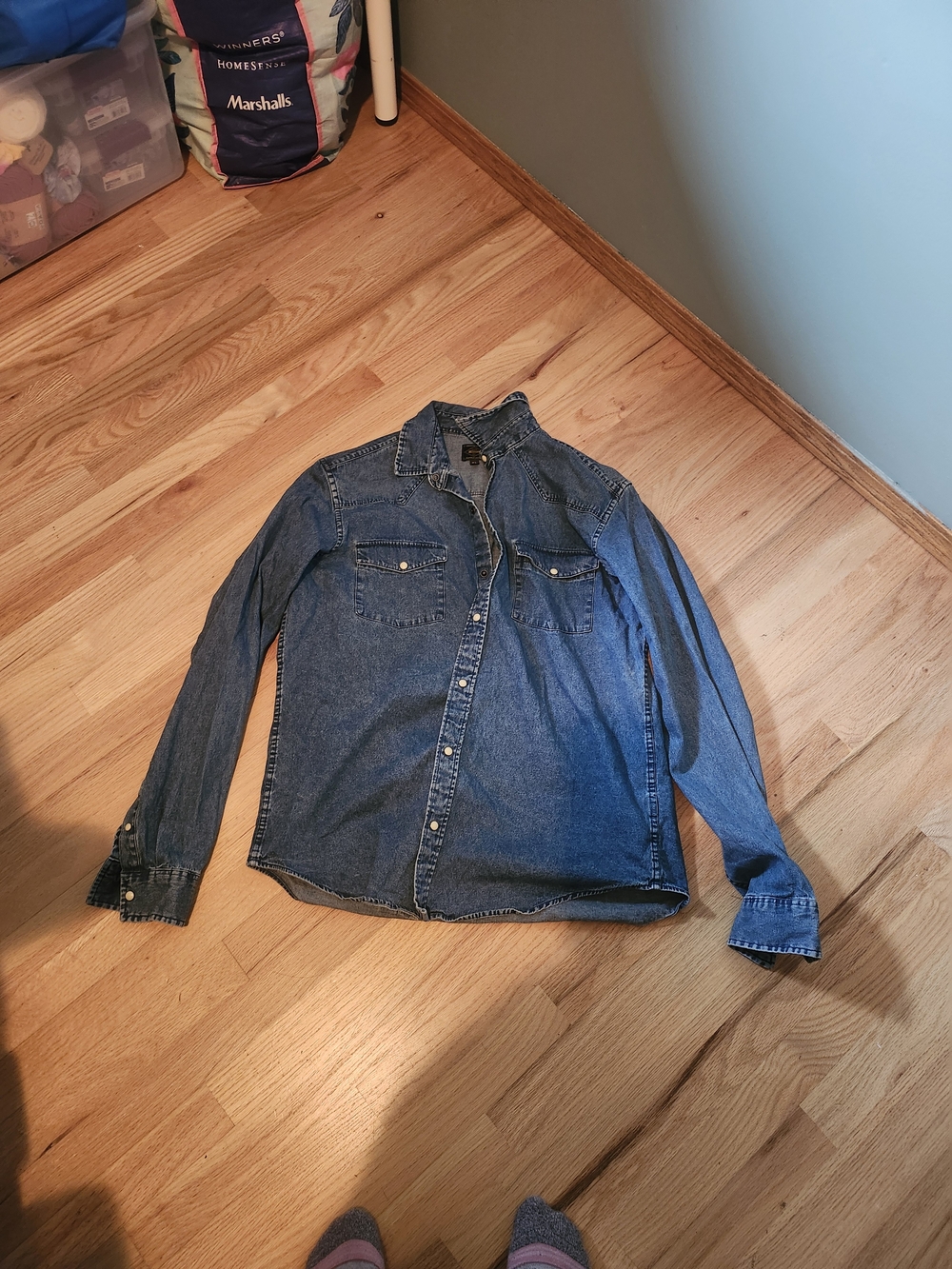 next Men's Denim Shirt Jacket - Blue